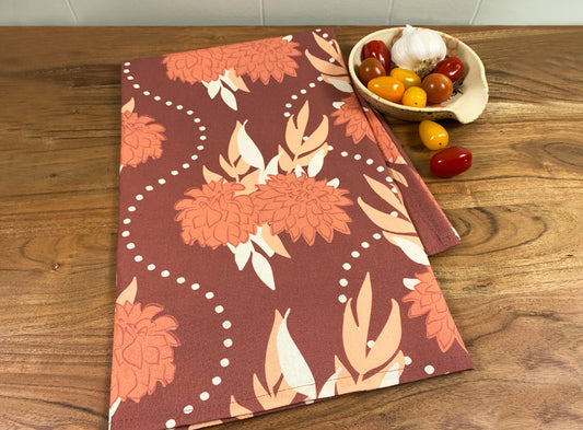 Trailing Dahlias Tea Towel