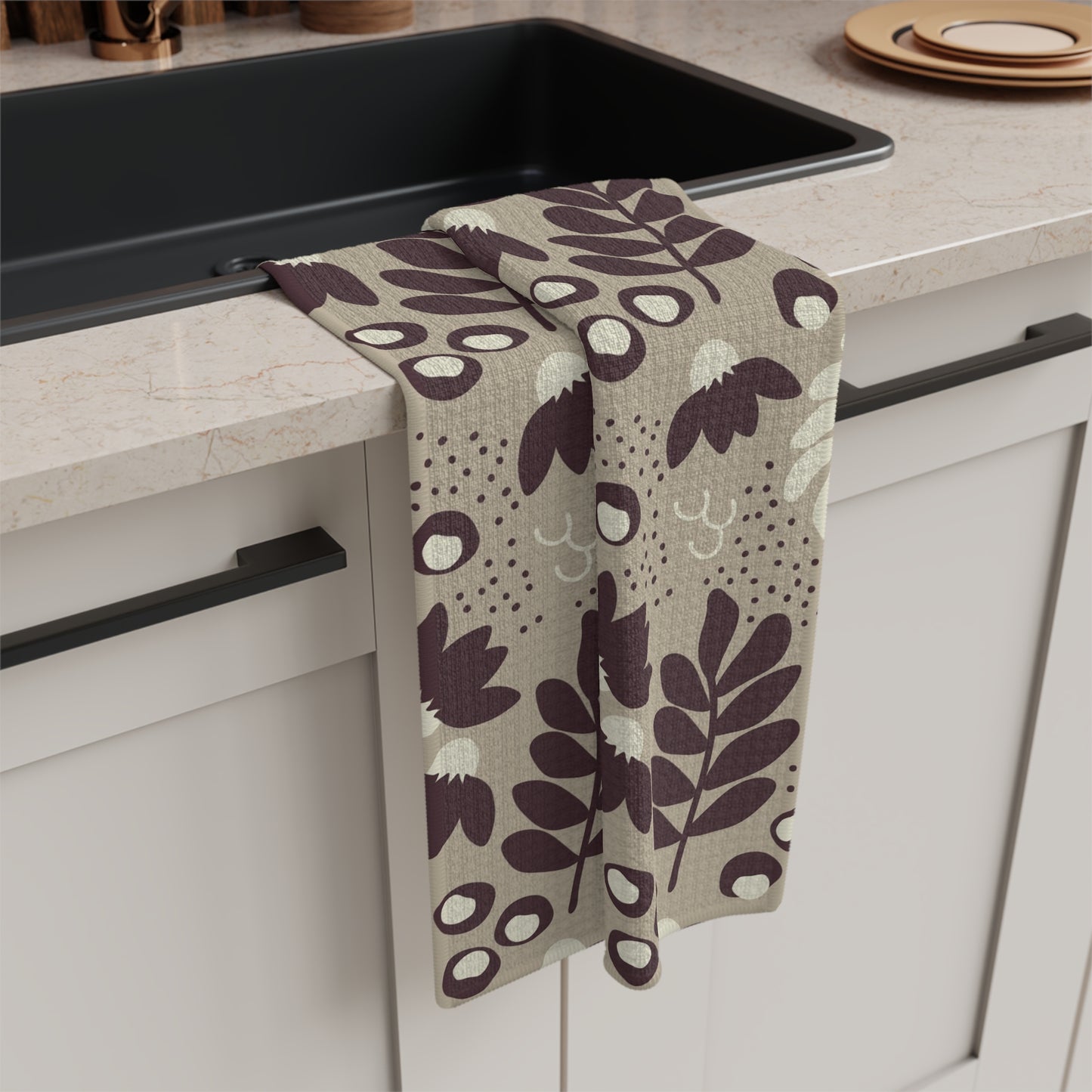 Olives and Leaves Tea Towel