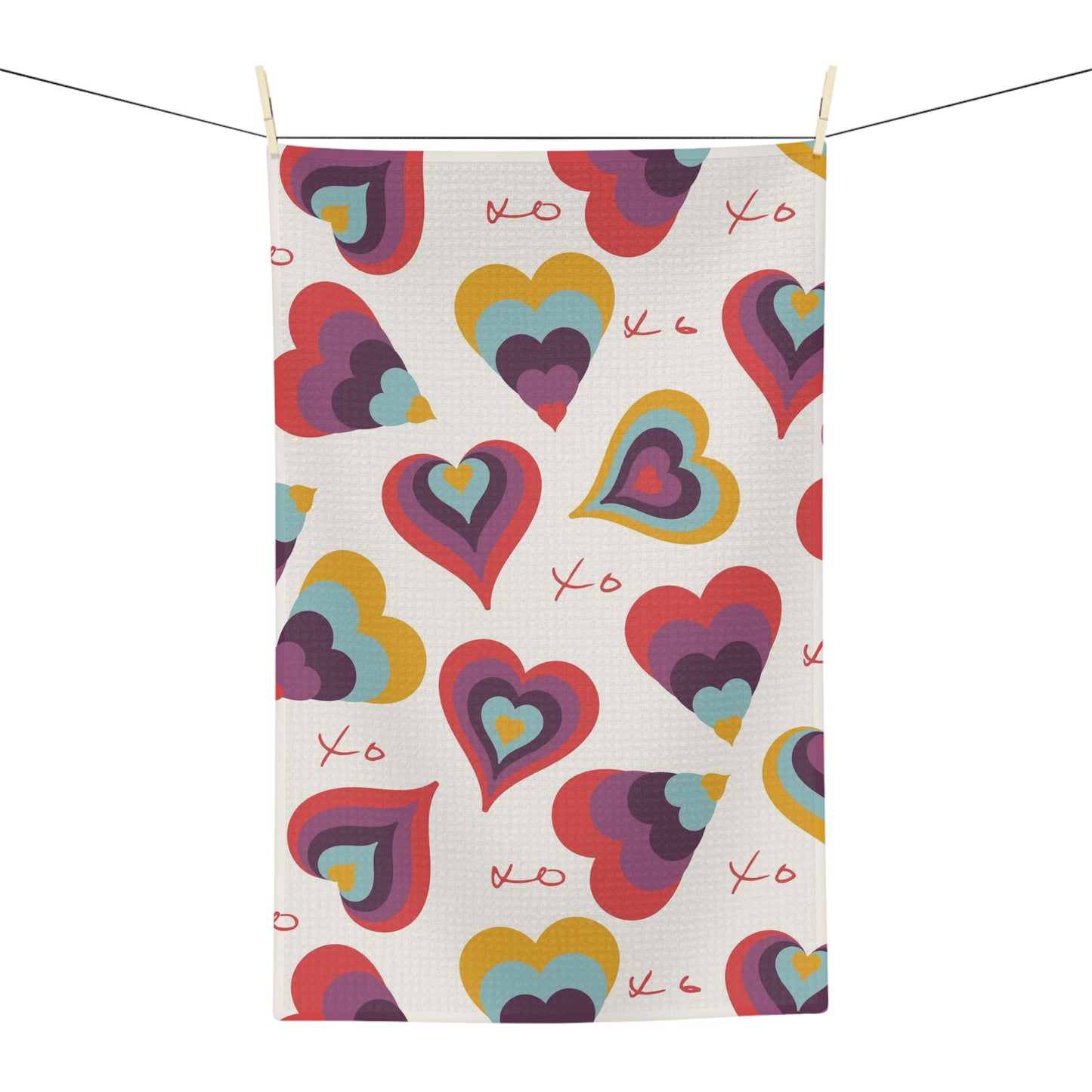 Hearts, Hugs, and Kisses Tea Towel