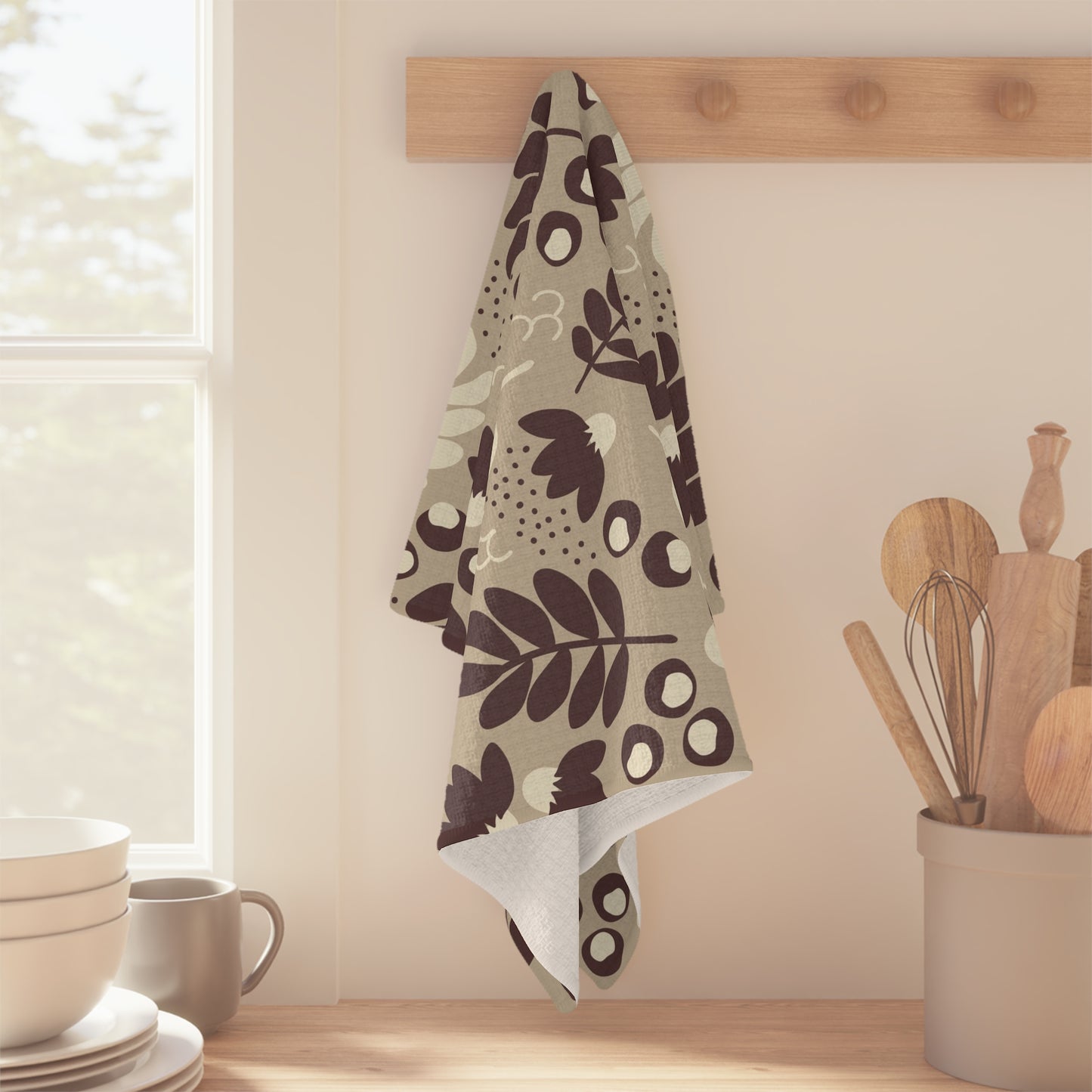 Olives and Leaves Tea Towel