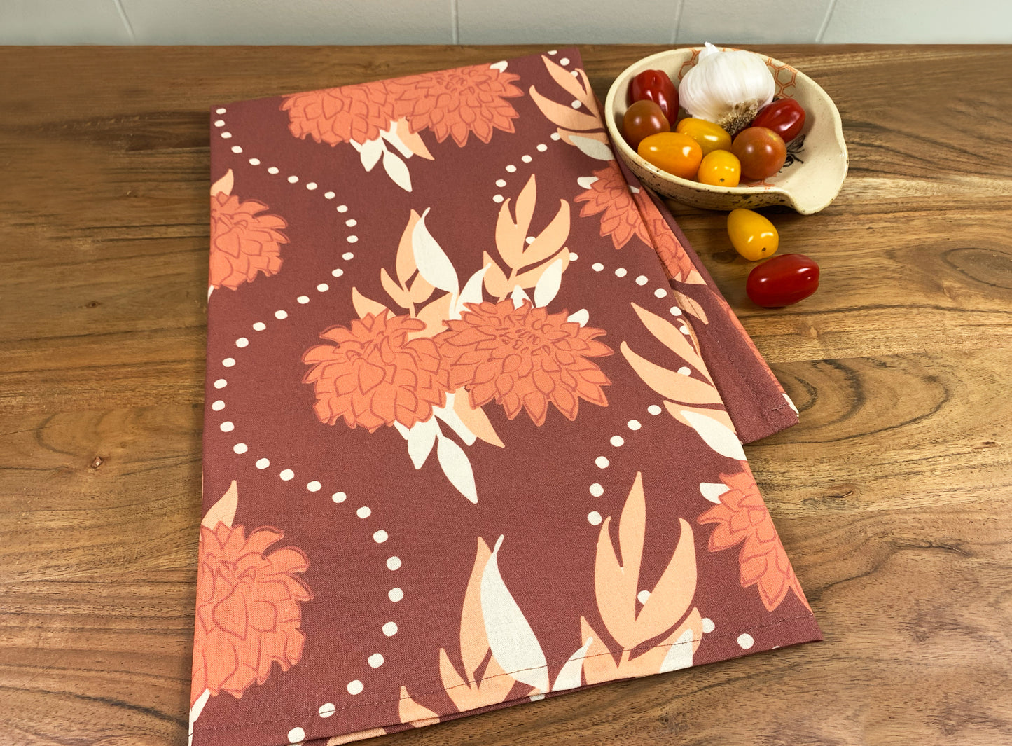 Trailing Dahlias Tea Towel
