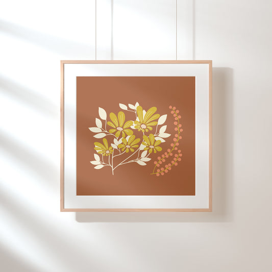Flower and Berries Print, Sienna, Digital Download
