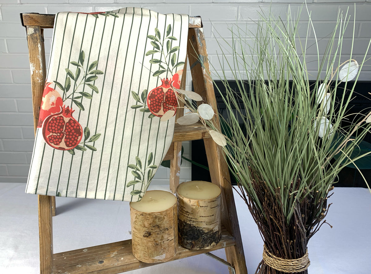 Pomegranate Stripe Tea Towel