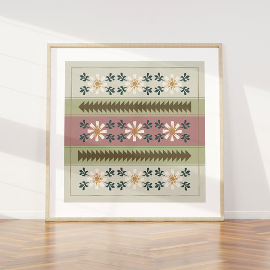 Framed abstract pattern on a white wall